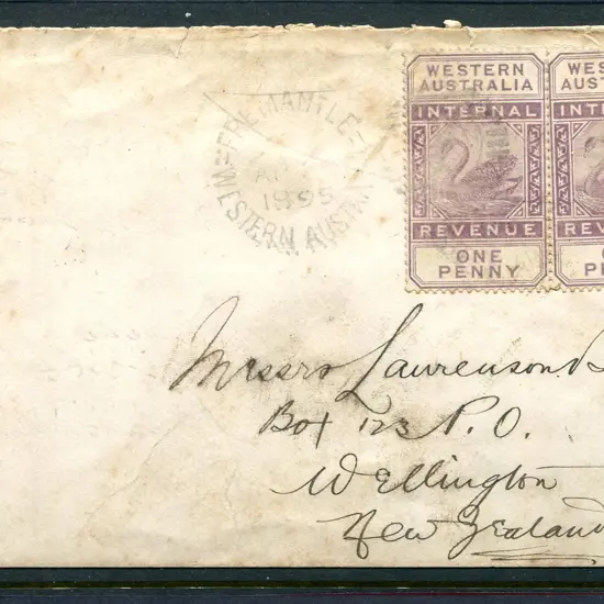 1895 (24th Apr) 1d Internal Revenue pair tied by ...