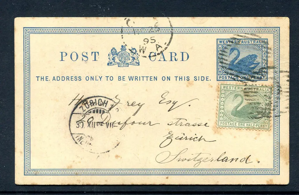 1895 (25th Nov) Cue to Switzerland on 1d blue Post ... Image 1++