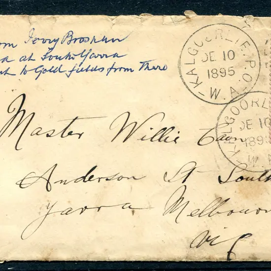 1895 (10th Dec) Kalgoorlie to Victoria cover with ...