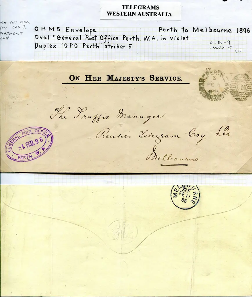 1896 (1st Feb) Official mail from GPO Perth to ... Image 1++