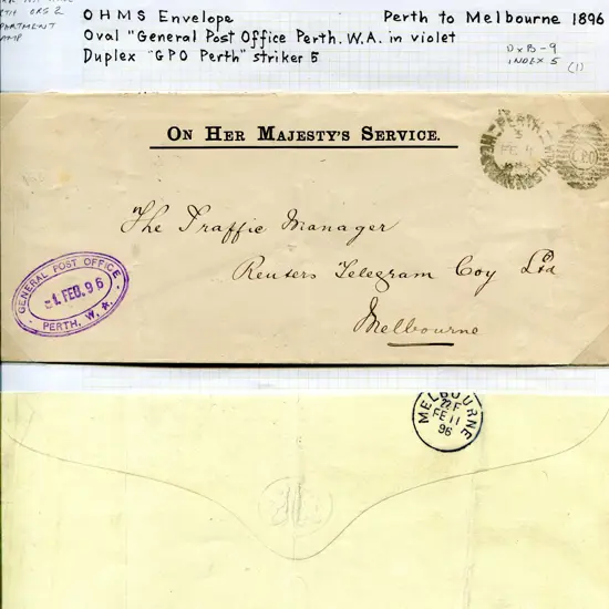 1896 (1st Feb) Official mail from GPO Perth to ...
