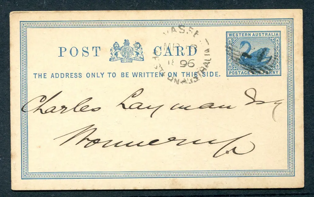 1896 (18th Mar) Vasse Proving cover with 1d blue ... Image 1++