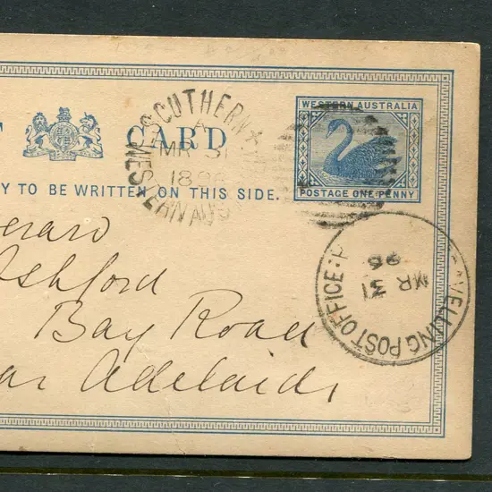 1896 (31st Mar) 1896 1d blue Post Card (PC 2) from ...
