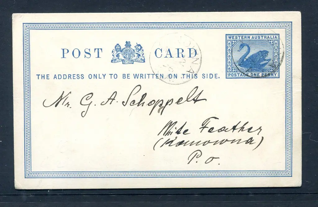 1896 (2nd May) 1d blue Post Card tied by Kanowna ... Image 1++