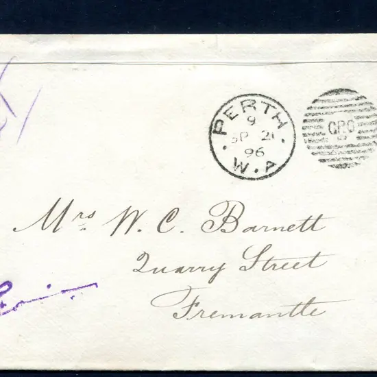 1896 (21st Sep) Local stampless Official cover to ...