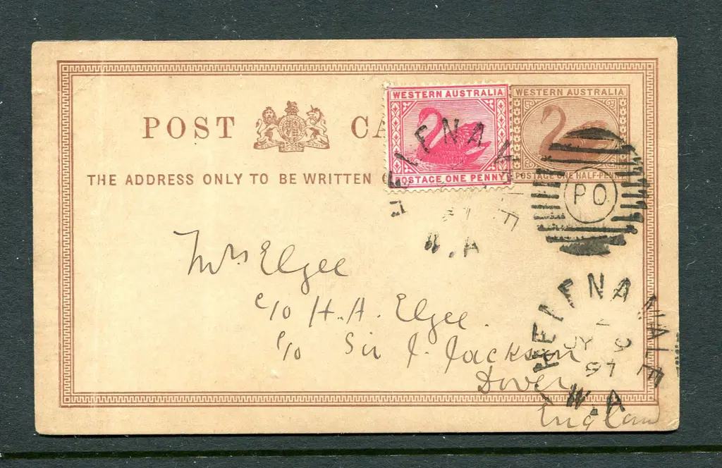 1897 (9th Jul) ½d brown Post Card (PC1) uprated ... Image 1++