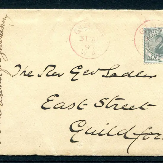 1897 (31st Aug) Gingin to Guildford cover with  2d ...