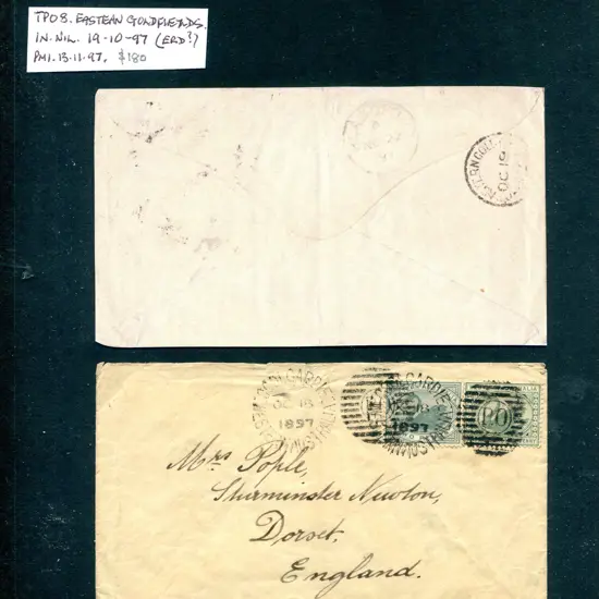 1897 (18th Oct) 2d grey swan plus ½d green swan ...