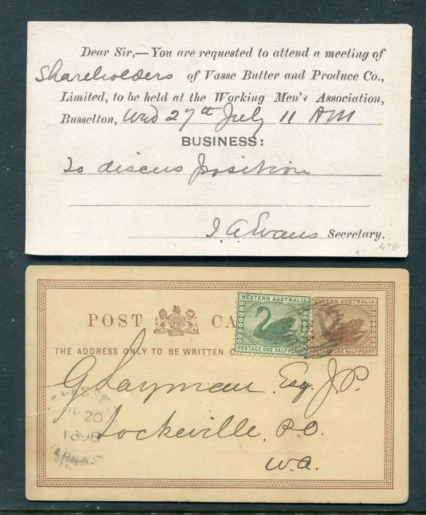 1898 (20th Jul) ½d Postcard (PC1) uprated with ½d ... Image 1++