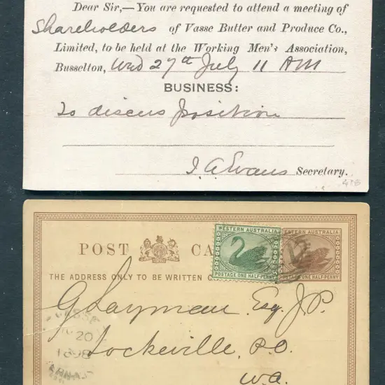 1898 (20th Jul) ½d Postcard (PC1) uprated with ½d ...