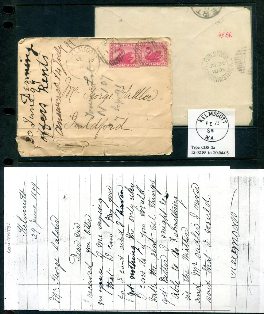 1899 (30th Jun) Kelmscott Proving cover for 12 bar ... Image 1++