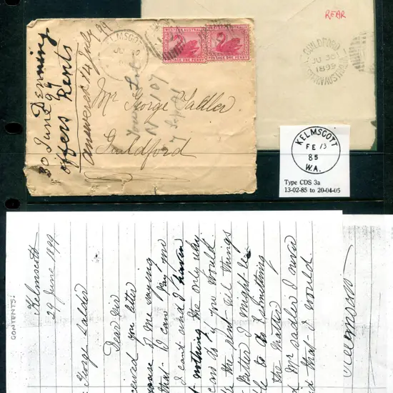 1899 (30th Jun) Kelmscott Proving cover for 12 bar ...