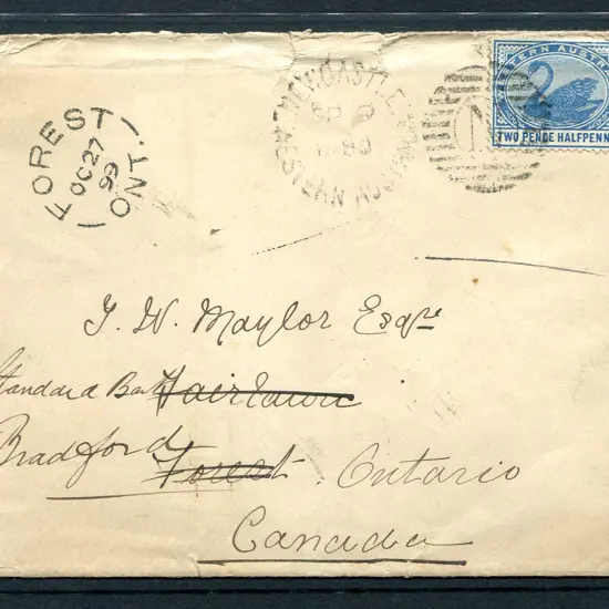 1899 (9th Sep) Newcastle to Canada with 2½d blue ...