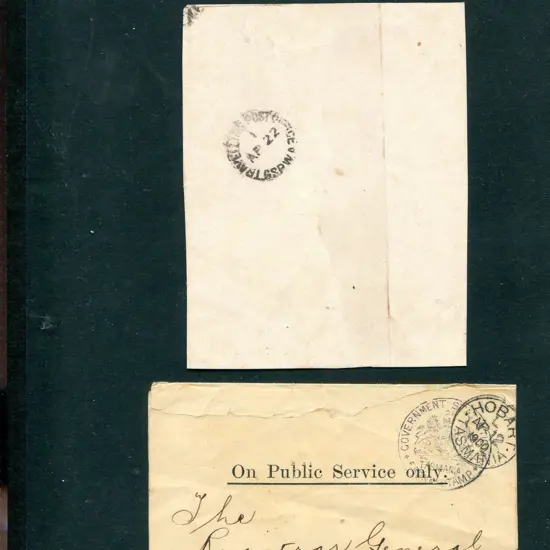 1900 (12th Apr) Tasmanian "On Public Service Only" ...