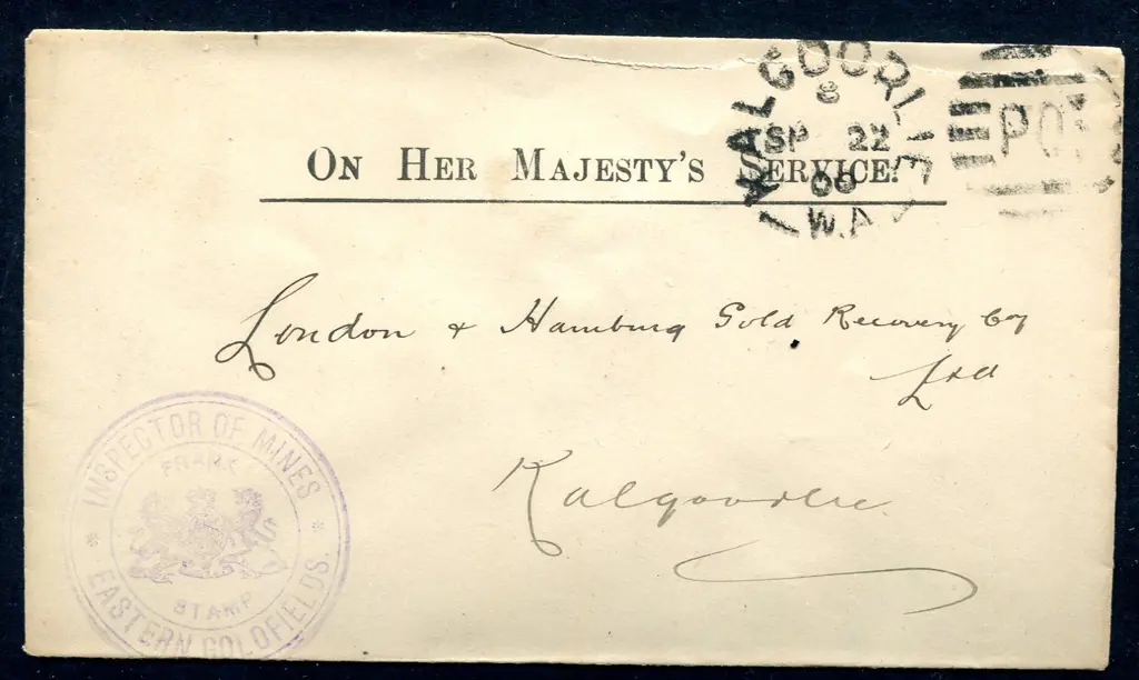 1900 (22nd Sept) Kalgoorlie addressed small OHMS ... Image 1++