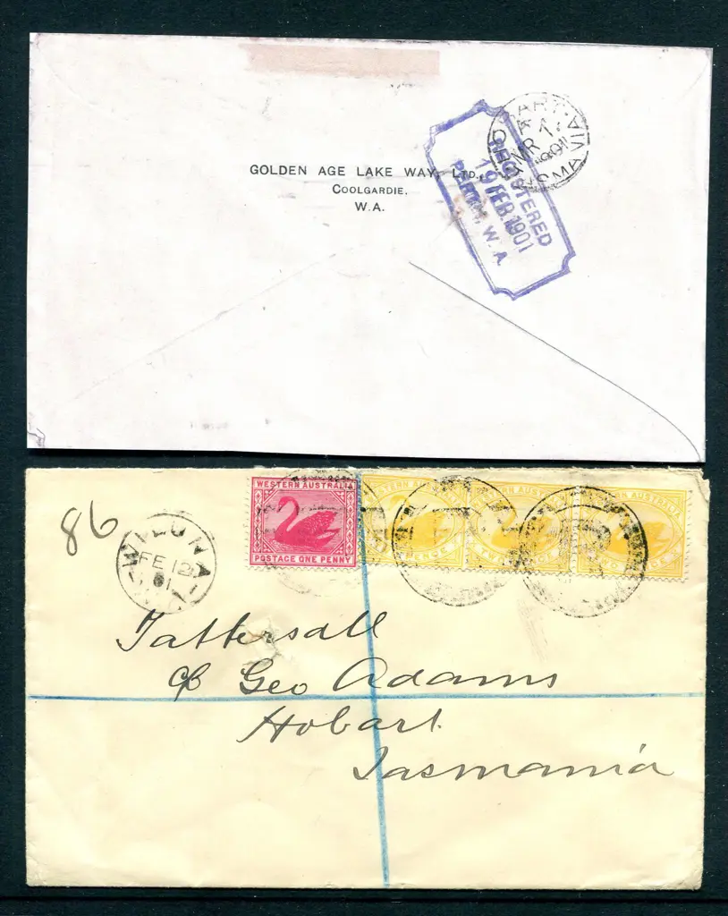 1901 (12th Feb) Wiluna Registered cover to Hobart ... Image 1++