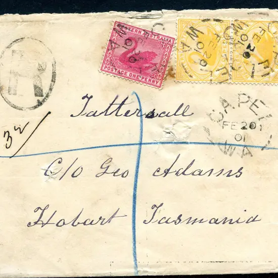 1901 (20th Feb) Capel to Hobart Registered cover ...