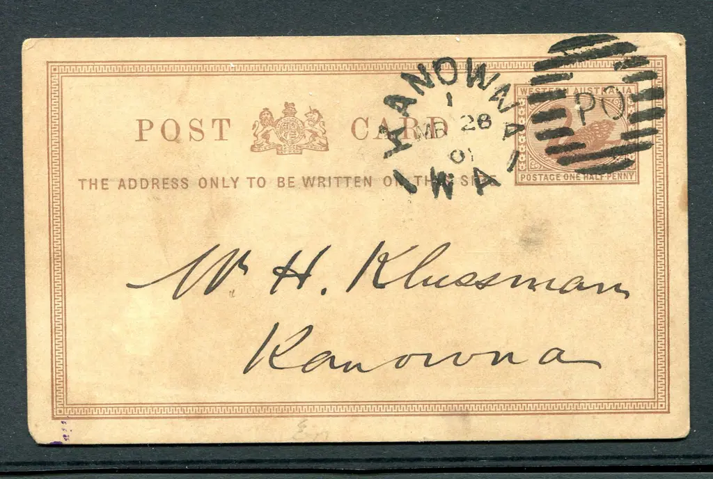 1901 (28th Mar) Kanowna DxPO index 1 on ½d brown ... Image 1++