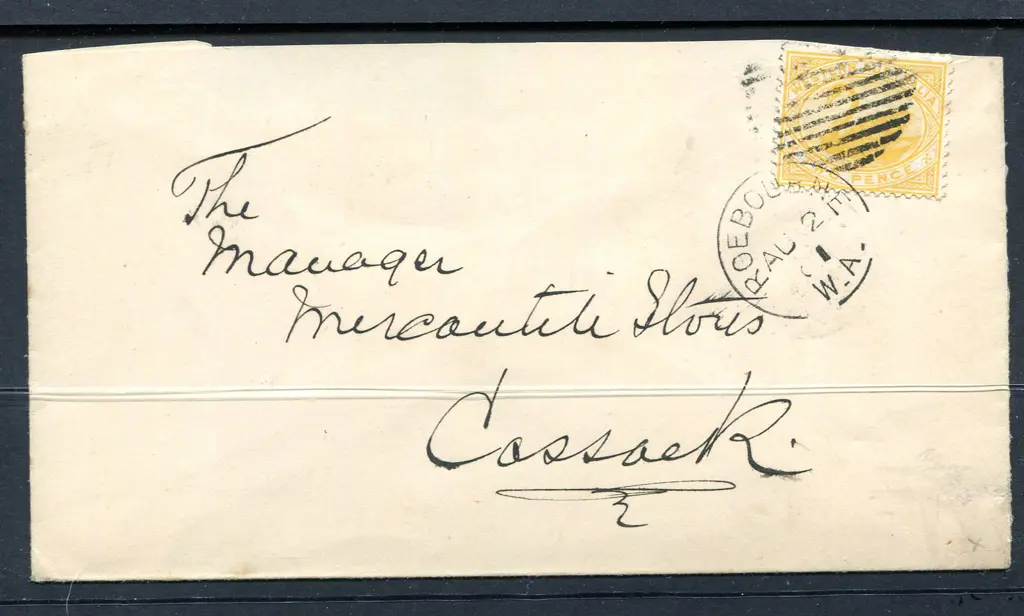 1901 (2nd Aug) Roebourne to Cossack cover with 2d ... Image 1++