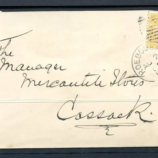 1901 (2nd Aug) Roebourne to Cossack cover with 2d ...