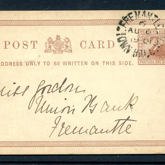 1901 (6th Aug) ½d brown Post Card (PC2) sent ...