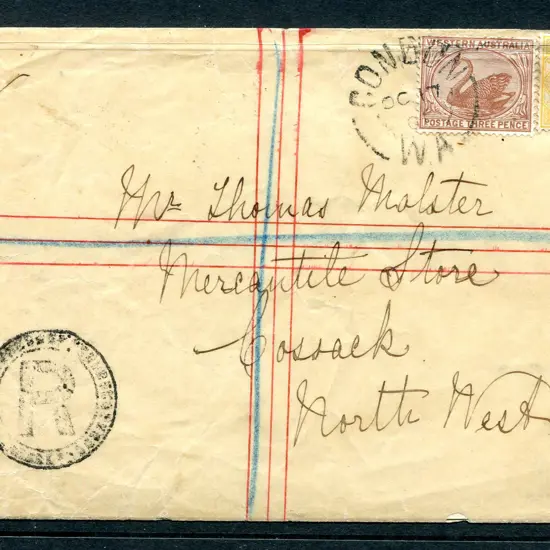 1901 (17th Oct) Condon to Cossack Registered cover ...
