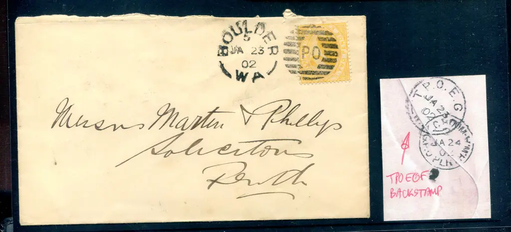 1902 (23rd Jan) Boulder to Perth with 2d yellow ... Image 1++