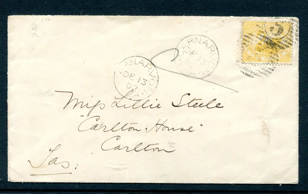 1902 (13th Dec) Carnarvon proving cover for 12 bar ... Image 1++
