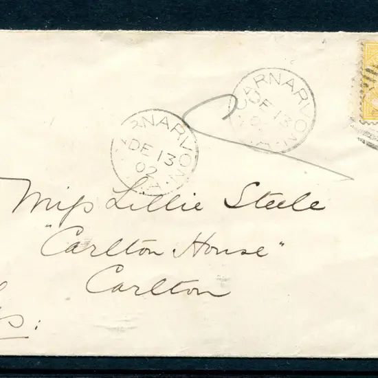 1902 (13th Dec) Carnarvon proving cover for 12 bar ...