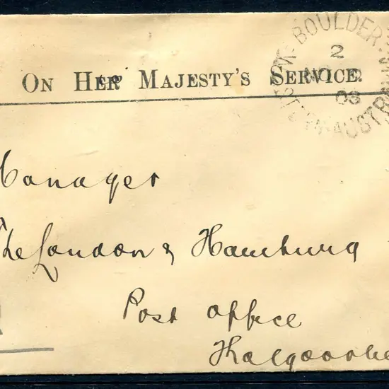 1903 (9th Dec) Boulder to Kalgoorlie small OHMS ...