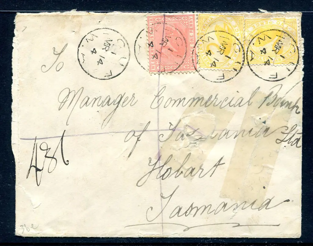 1904 (14th Mar) Registered Cue to Hobart ... Image 1++