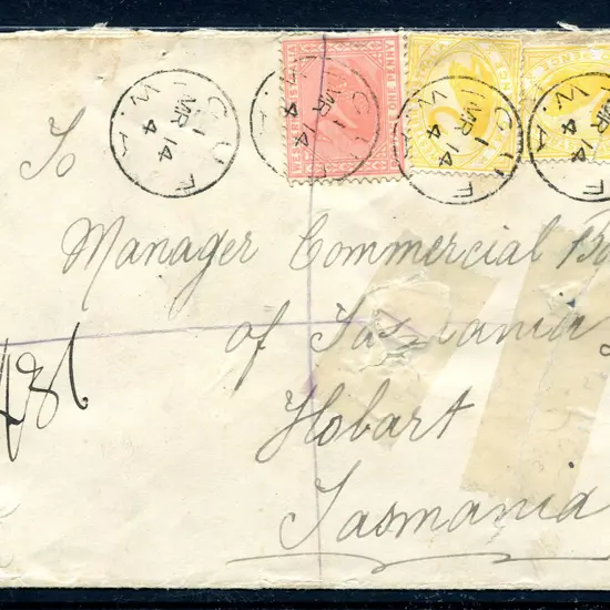 1904 (14th Mar) Registered Cue to Hobart ...