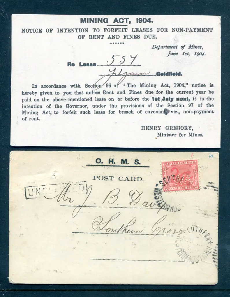 1904 (16th June) PTPO O.H.M.S. "Mining Act, 1904" ... Image 1++
