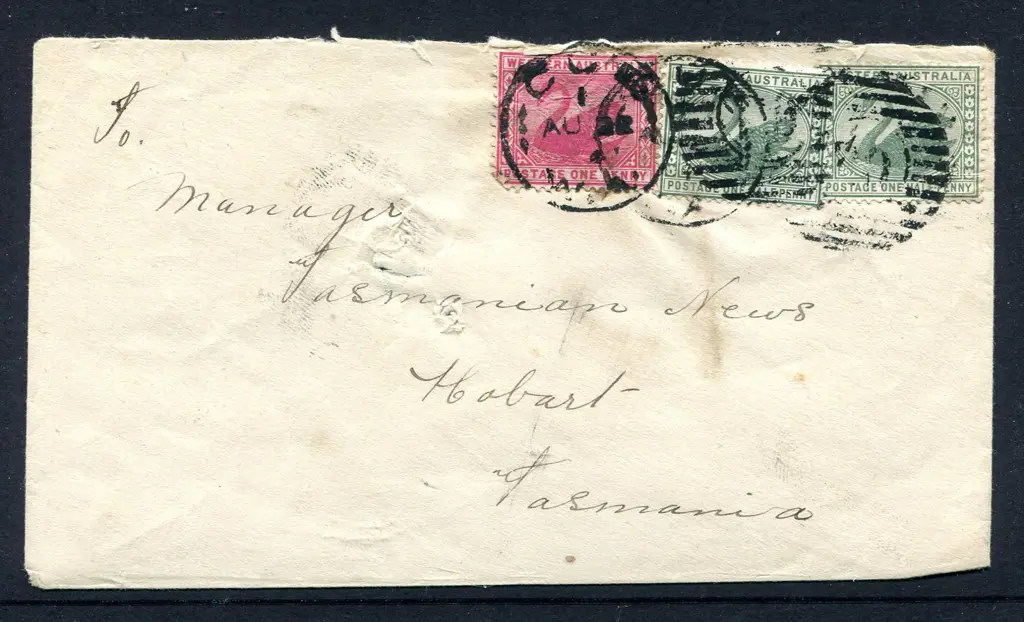 1904 (22nd Aug) Cue to Hobart, Tasmania with ½d ... Image 1++