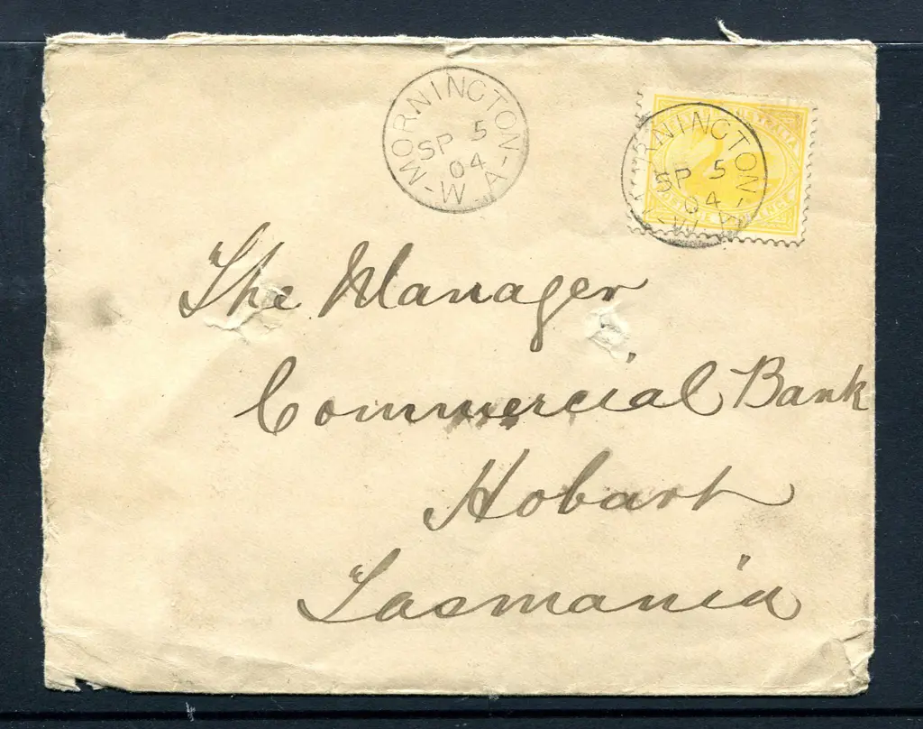 1904 (5th Sep) Mornington 3b tying 2d yellow swan ... Image 1++