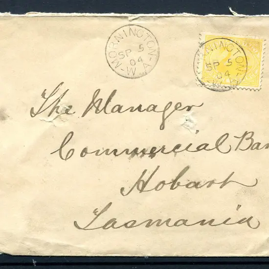 1904 (5th Sep) Mornington 3b tying 2d yellow swan ...
