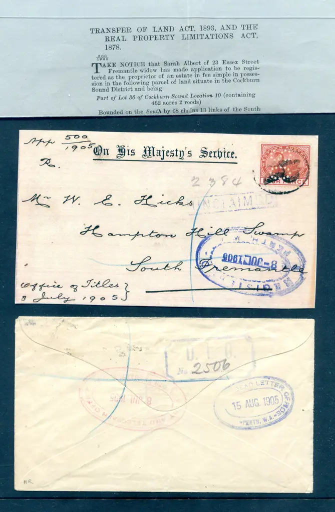 1905 (8th Jul) Office of Titles OHMS cover sent ... Image 1++