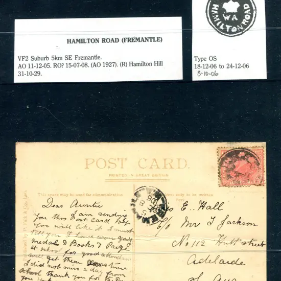 1906 (8th Oct) Hamilton Road Office Seal on ...
