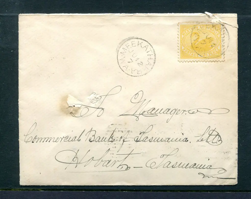 1907 (12th Jun) Meekatharra 3b tying 2d yellow ... Image 1++