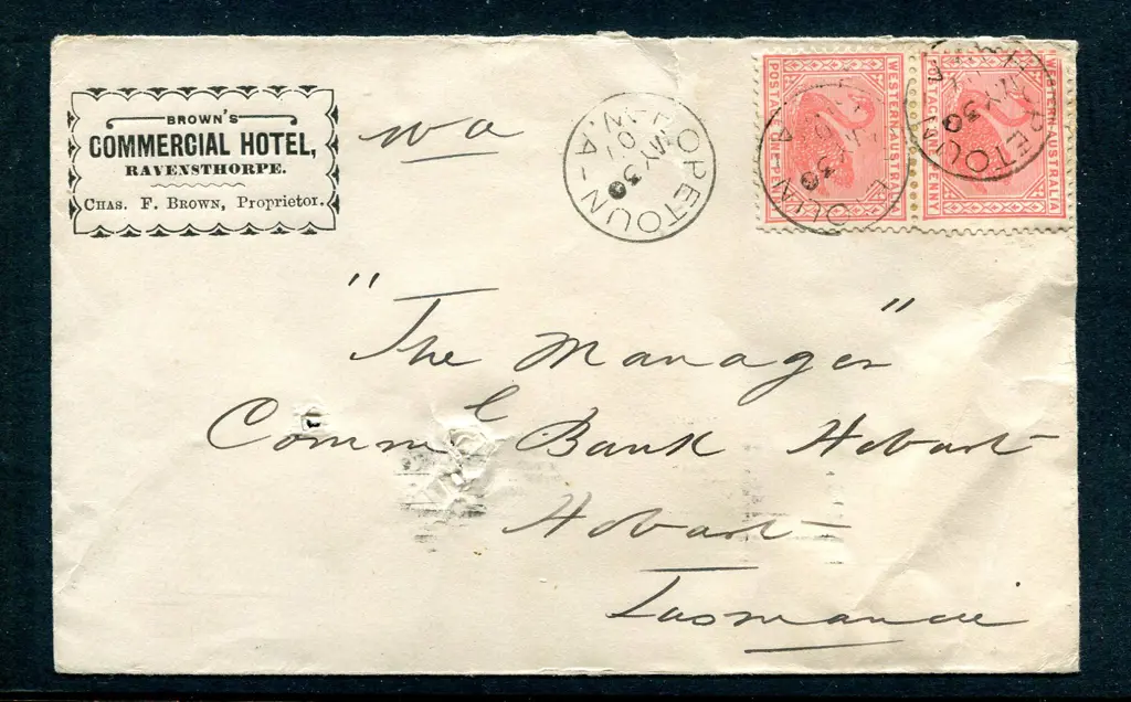 1907 (30th May) Hopetoun to Hobart with 1d swans ... Image 1++