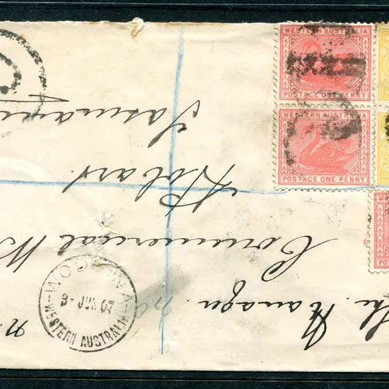 1907 (3rd Jun) Wodgina to Hobart Registered cover ...