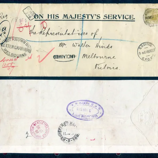 1907 (10th Oct) Perth to Melbourne OHMS Registered ...