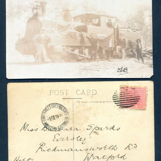 1908 (1st Feb) Steam train sepia photo Post Card ...