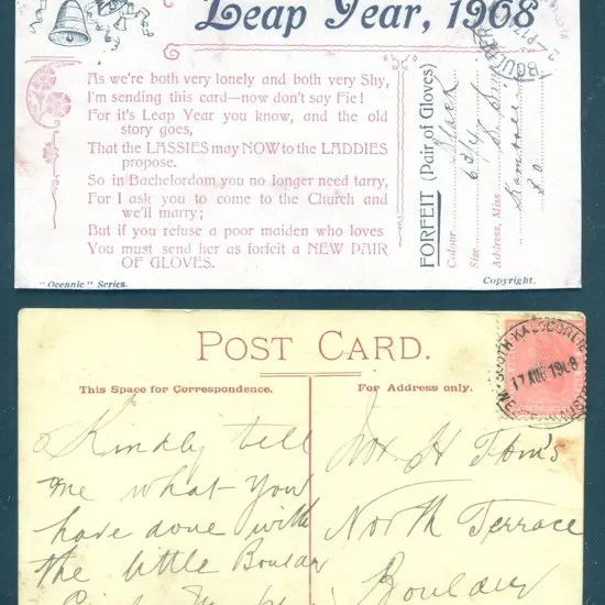 1908 (17th Aug) South Kalgoorlie A27 tying 1d swan ...