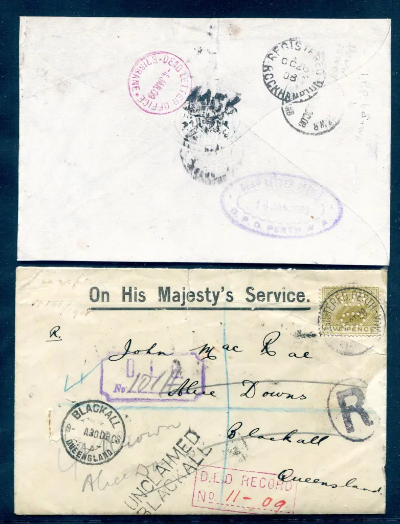 1908 (12th Oct) OHMS env Registered from Perth ... Image 1++