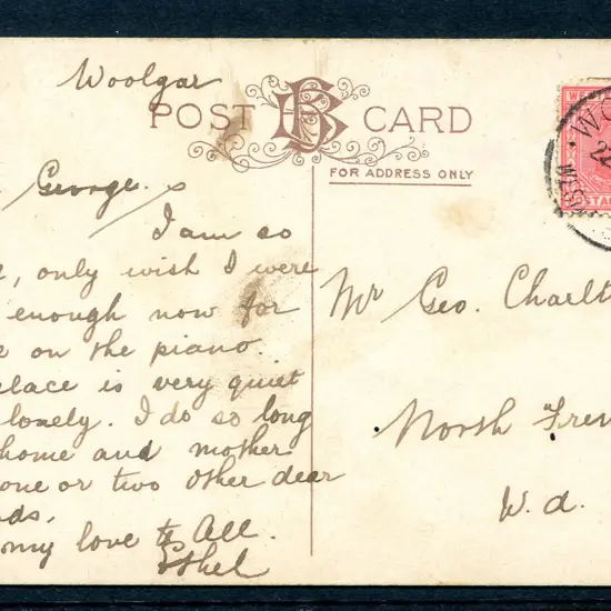 1909 (22nd Feb) Woolgar D27 tying 1d swan on North ...