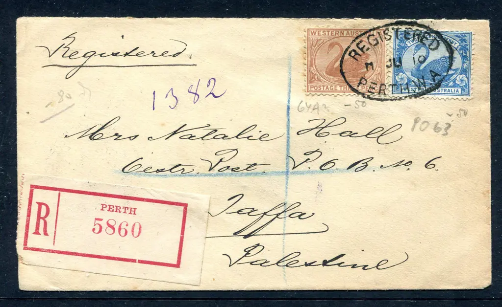 1910 (11th June) Perth Registered cover with large ... Image 1++