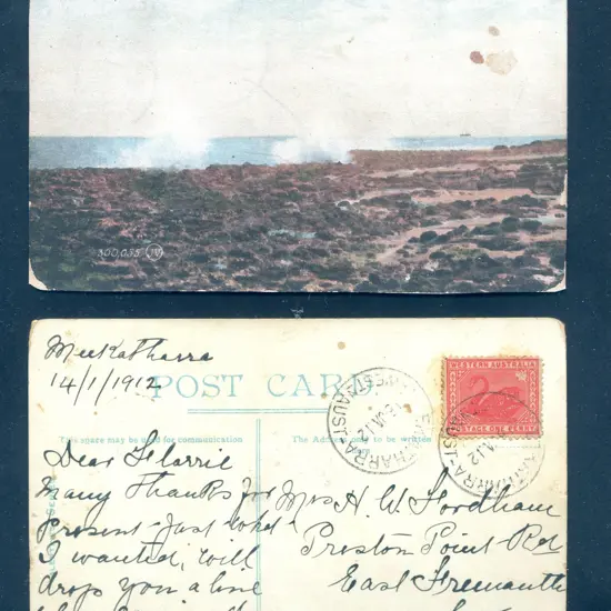 1912 (15th Jan) "Rocks, Ocean Beach, Bunbury, ...