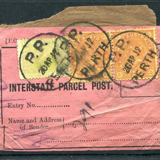 1912 (20th Apr) "INTERNATIONAL PARCEL POST" with  ...