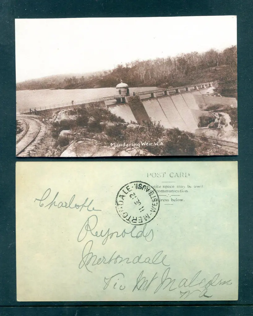 1912 (11th Jun) "Mundaring Weir, W.A." with ... Image 1++